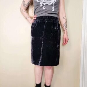 Vintage 2000s J.Crew Blue Velvet Knee-Length Skirt